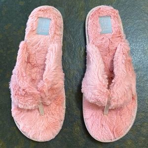 Super Soft Slippers Pink Rose Blush Furry Fuzzy Slip On Sandals House Shoes